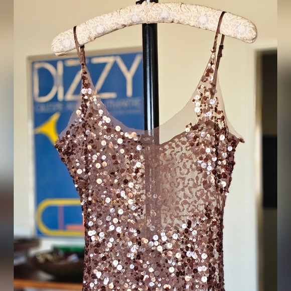 Arden B Y2K Brown Sequin Mini Dress - Picture 2 of 5